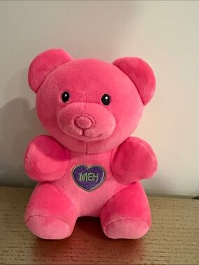 Plush Pink 'MEH' Heart Teddy Bear - Kids Toy